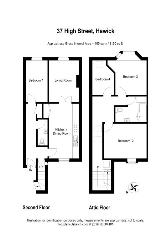 4 Bed Top Floor Flat in 37 High Street Guide Price £110,000 37 High
