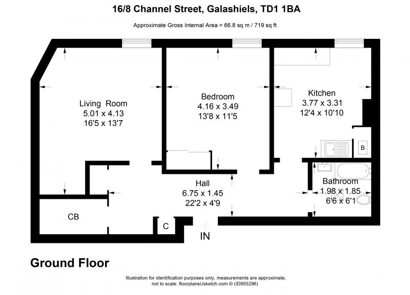 1 Bed Top Floor Flat in Channel Street Guide Price £60,000 16/8