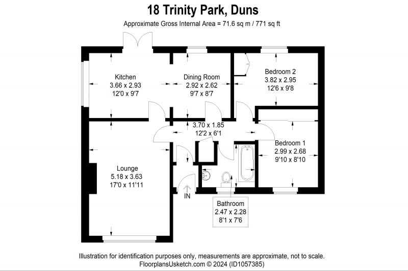 2 Bed Detached Bungalow in Guide Price £220,000 18 Trinity Park, Duns